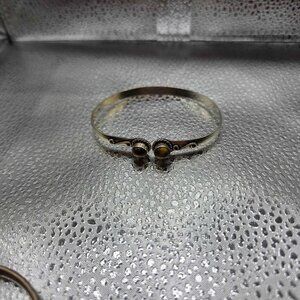 vintage sterling silver cuff bracelet featuring Tiger's Eye stones